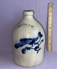 Antique 19th C Stoneware Bird Decorated Small J Norton Co Bennington VT Jug