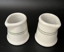 Set 2 Vintage Restaurant Ware Ceramic Creamer Green Stripes 1.25 oz. Individual