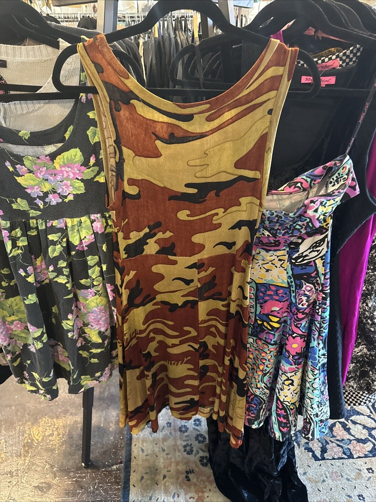 90s Betsey Johnson Modal Camouflage Dress. Very R… - image 4