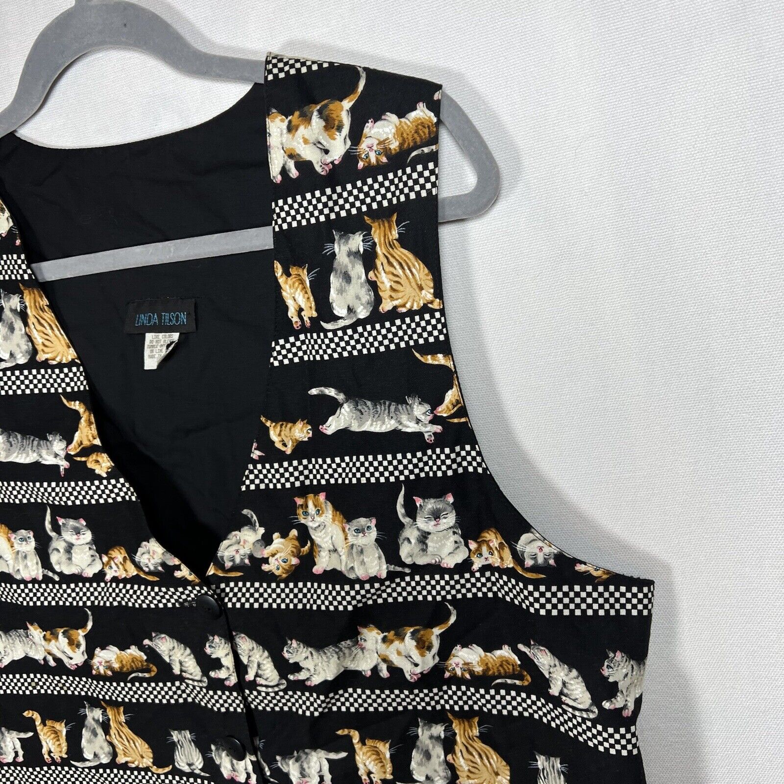 Vintage Linda Tilson Cat Vest Kittens Womens XL A… - image 12