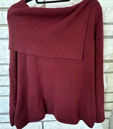 Nordstrom Encore 100% Cashmere Burgundy Split Nec… - image 1