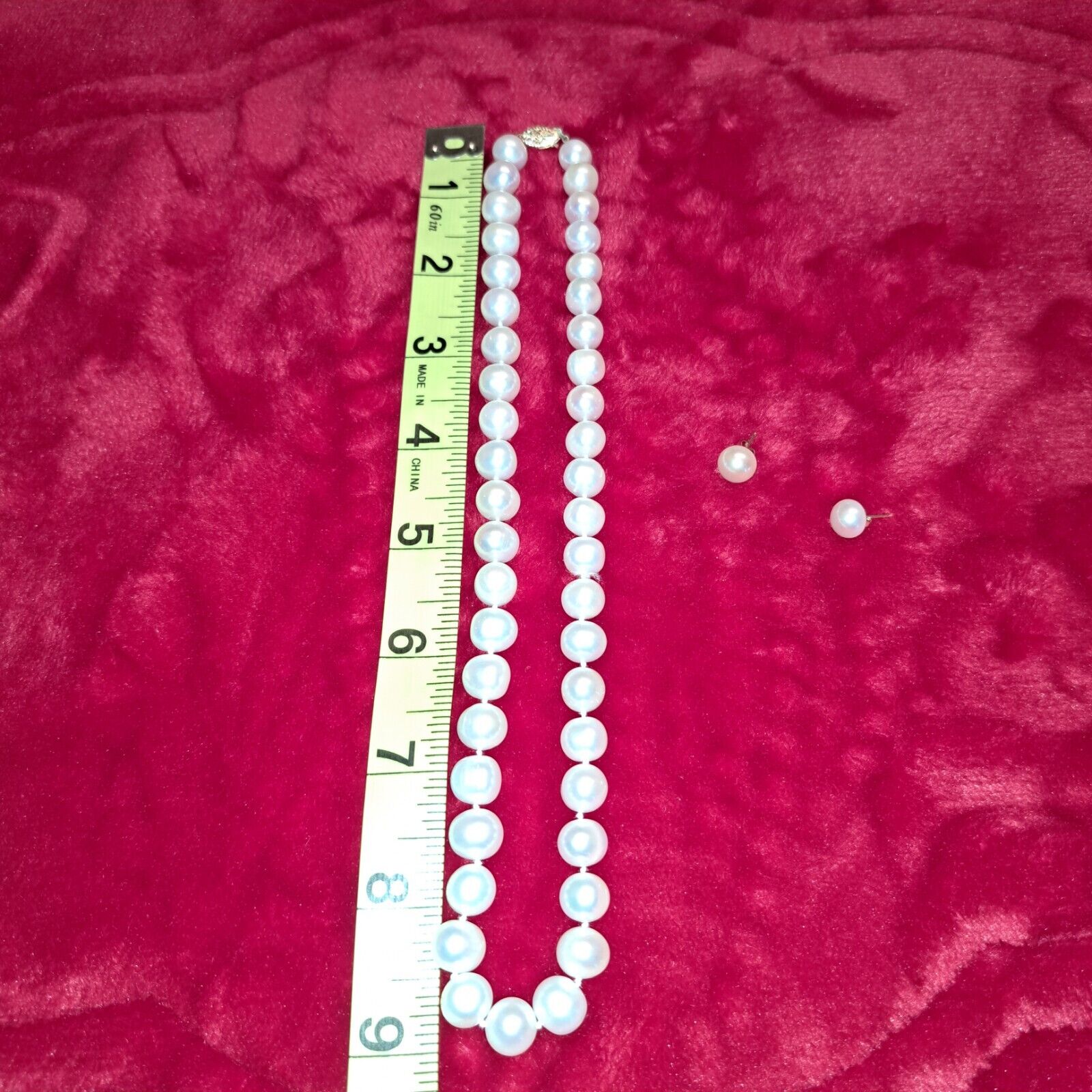 Genuine Cultured White  Pearl Strand Necklace 14K… - image 4