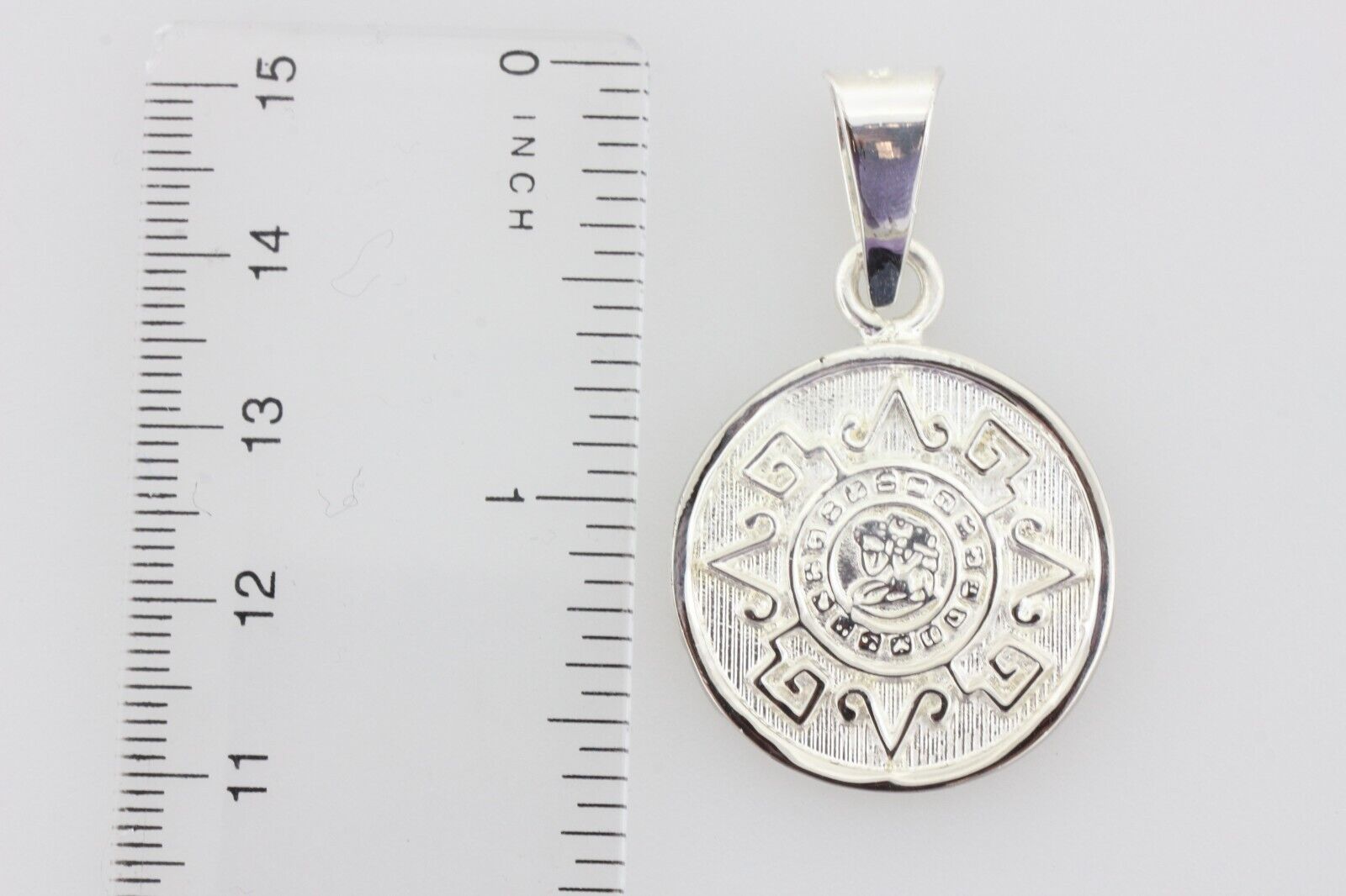 Sterling Silver 925 Aztec Maya Solar Calendar Sun… - image 9