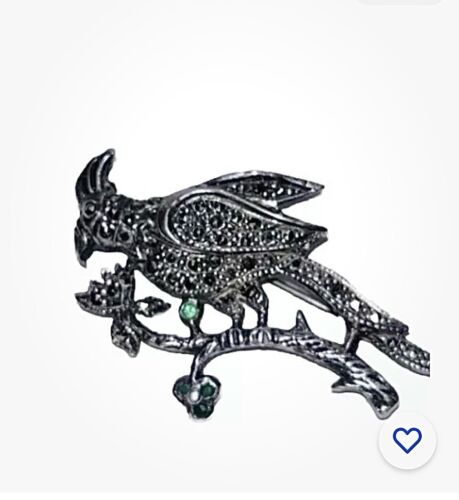 Sterling Silver Marcasite Bird Pheasant Pin Brooch