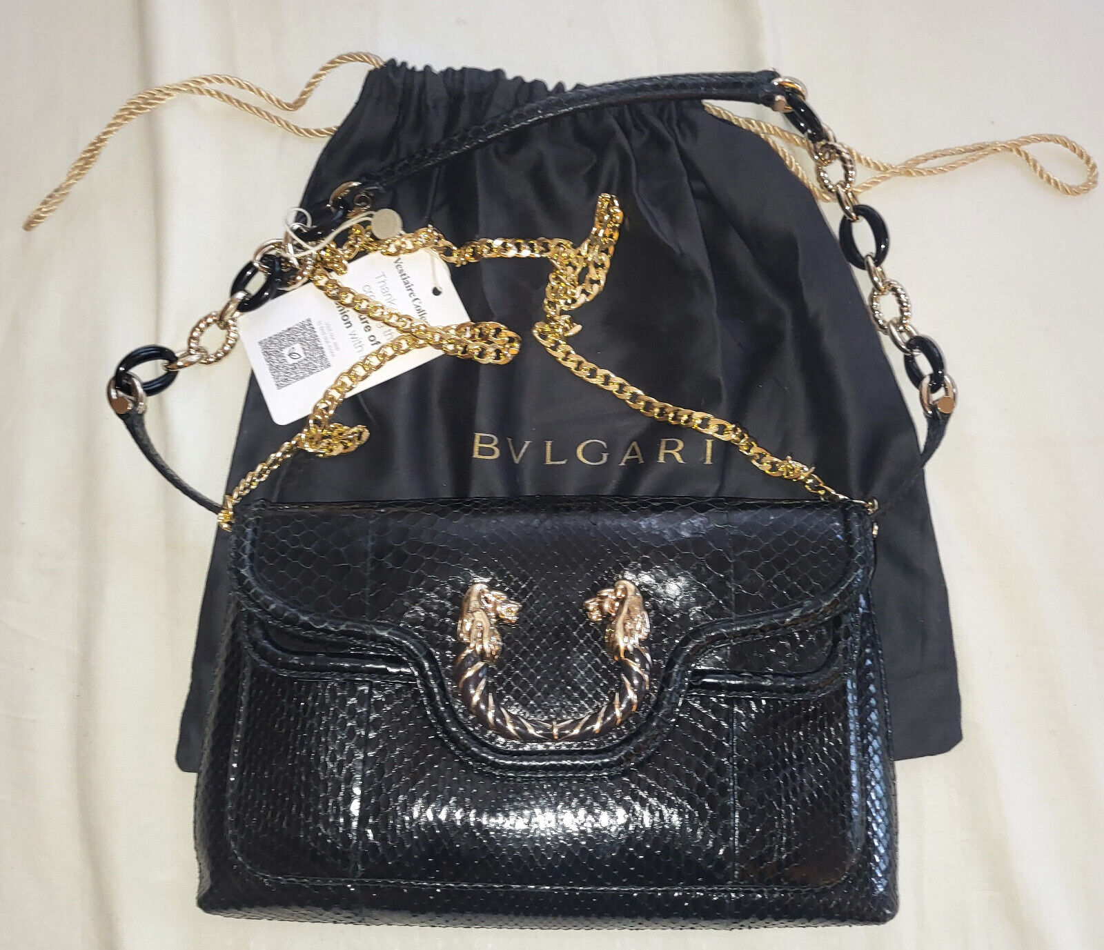 BVLGARI ~ RARE * LIMITED black  Real snakeskin Ha… - image 18