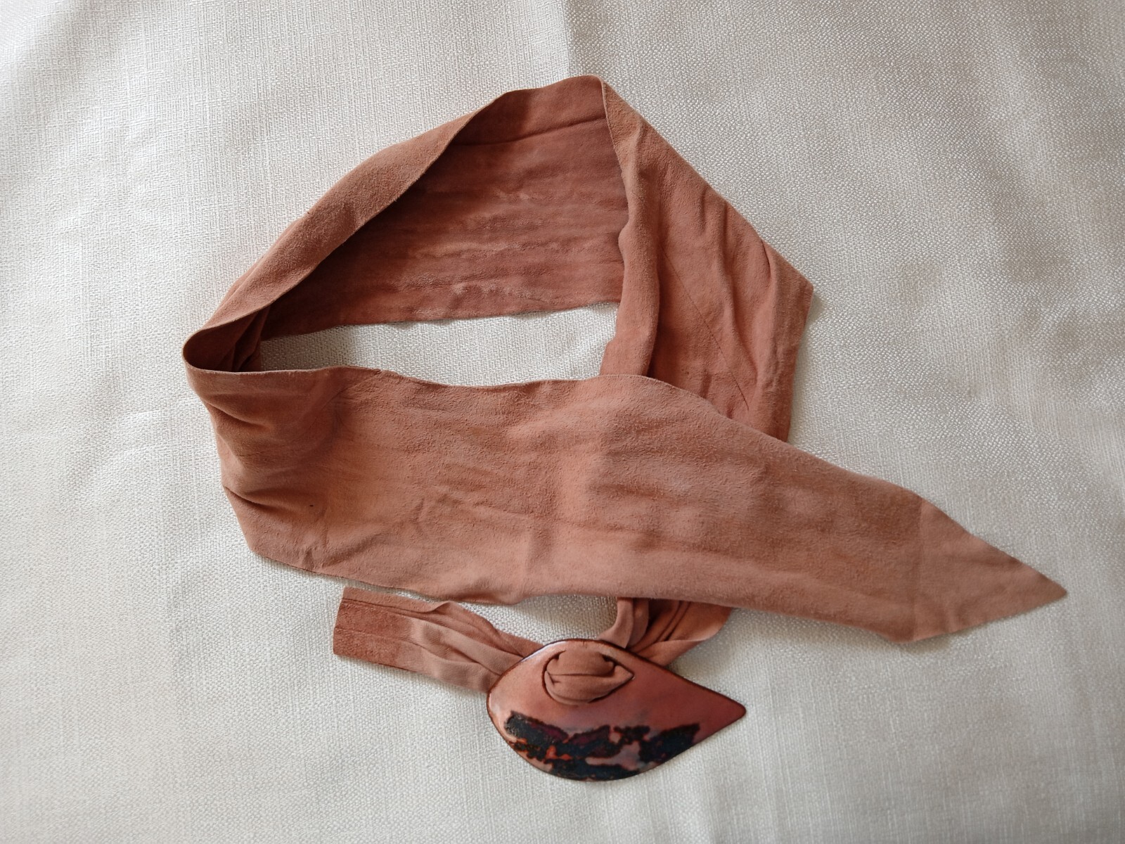 Vintage Designer Boho Belt Of Cinnamon Suede With… - image 22