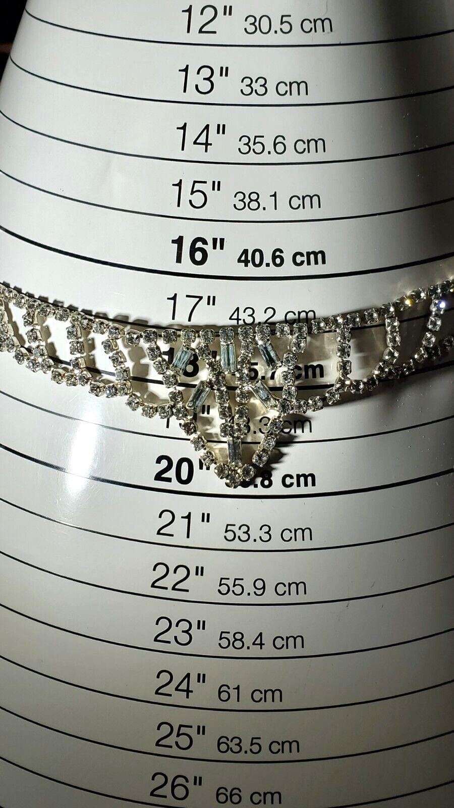 Vintage Silver Rhinestone Necklace NWT 17" Adjust… - image 3