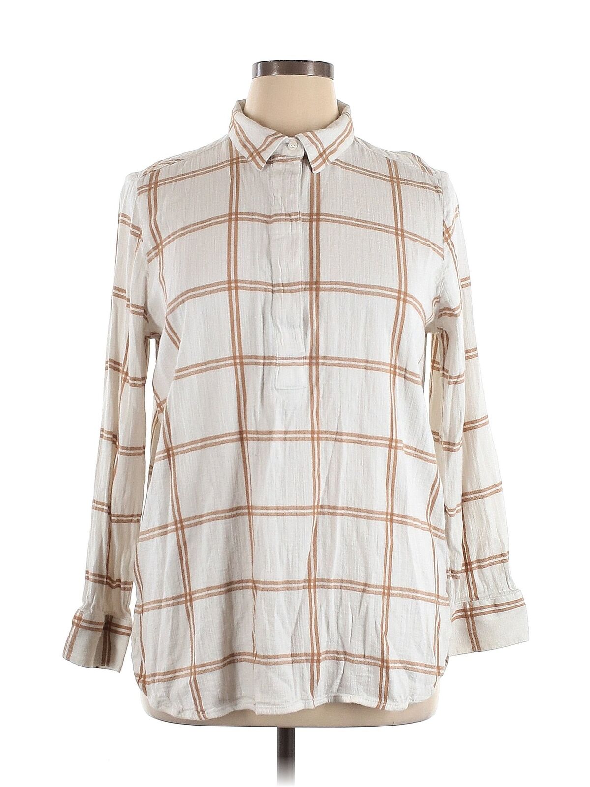 Liz Claiborne Women Ivory Long Sleeve Button-Down… - image 1