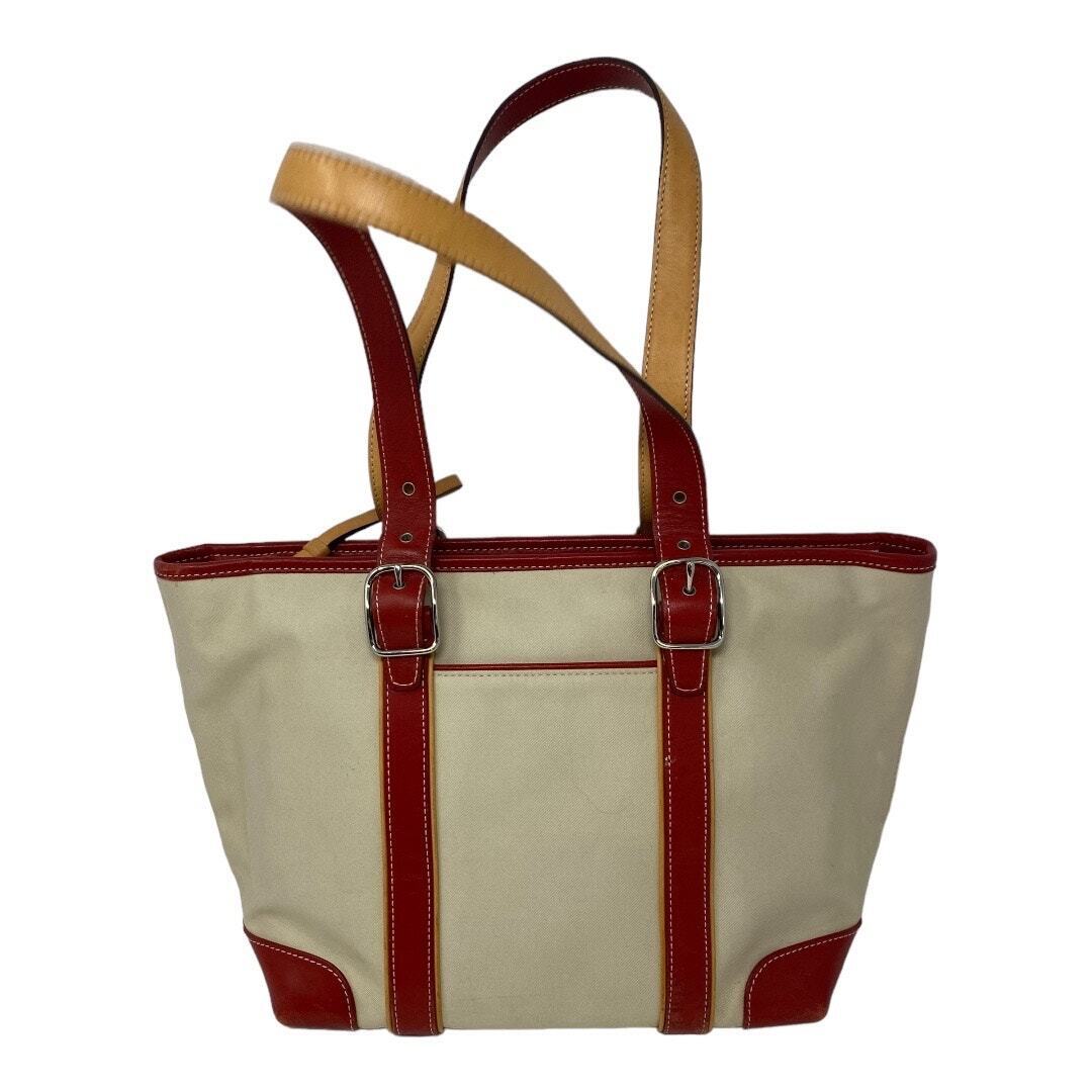 Coach Hampton Vintage Tote Bag Cream Canvas Red L… - image 6