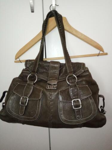 AUTHENTIC GF FERRE HANDBAG REAL LEATHER BROWN VIN… - image 1