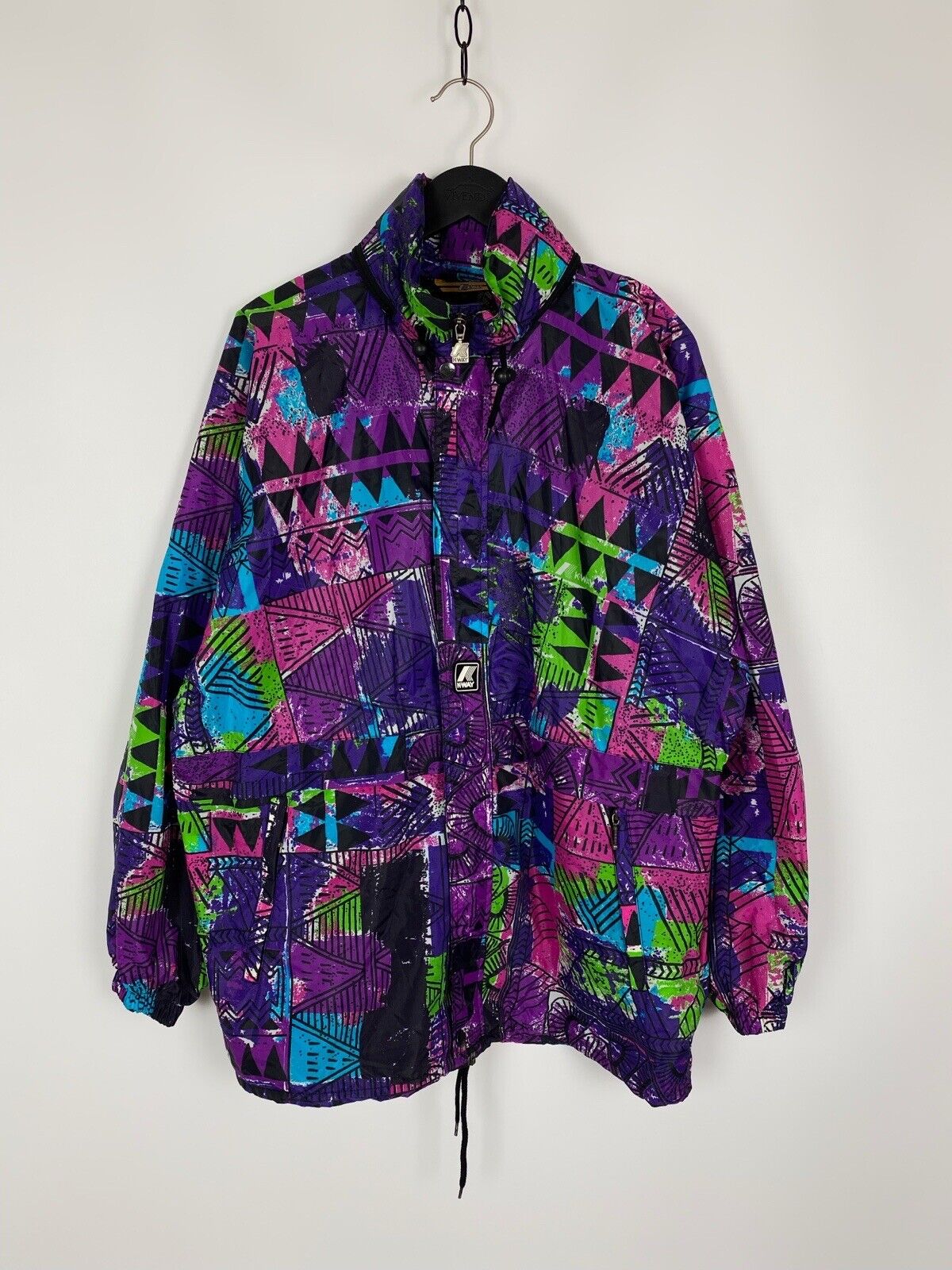 Vintage K-Way Multicolor Rain Jacket Size L - image 1