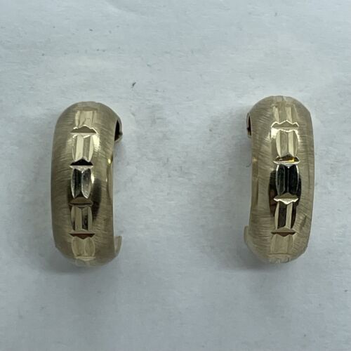 9ct Yellow Gold Wedding Band Hoop Stud Earrings - image 1