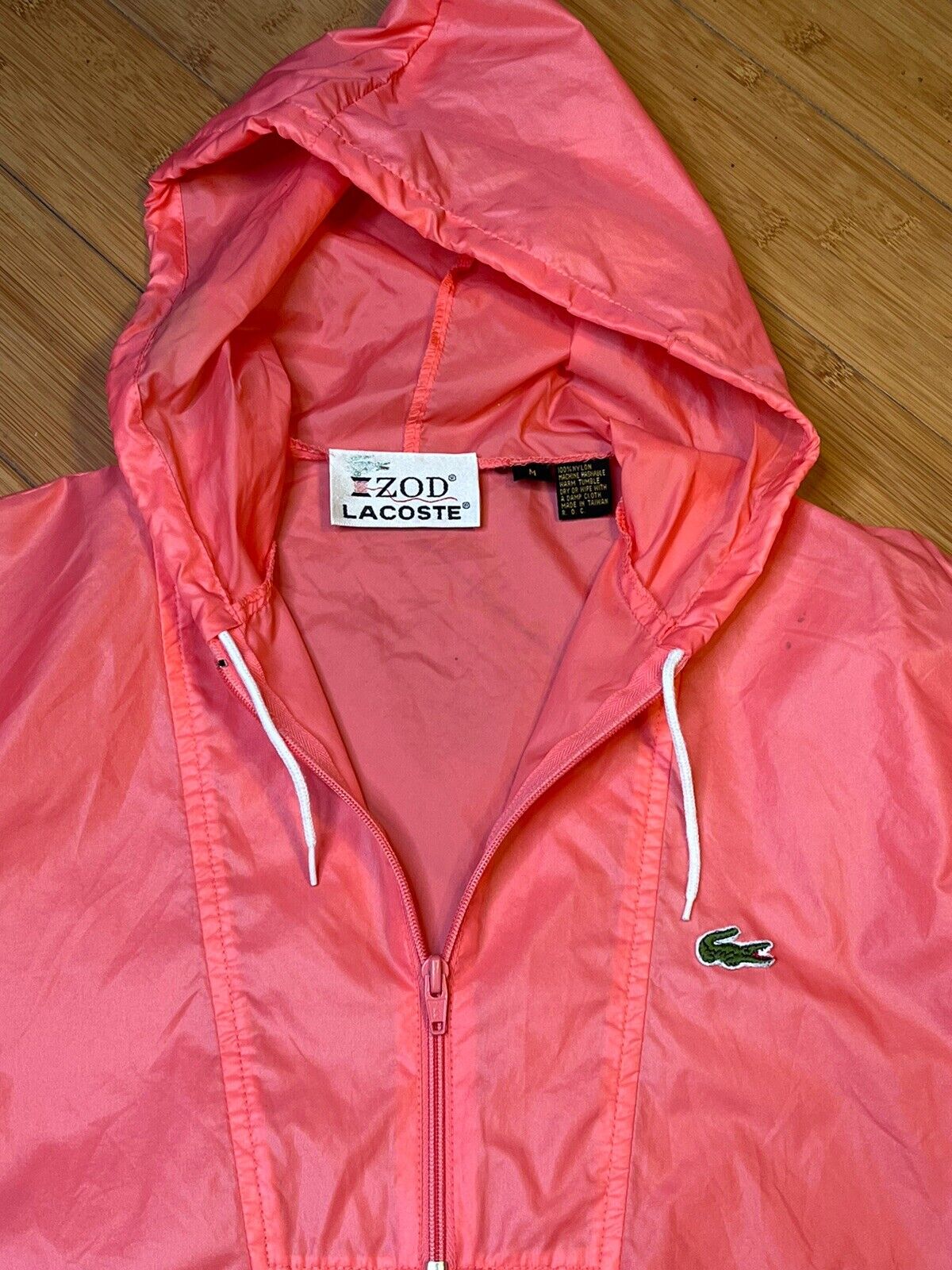 Vintage Men’s Medium IZOD Lacoste Pink 80’s Hoode… - image 4