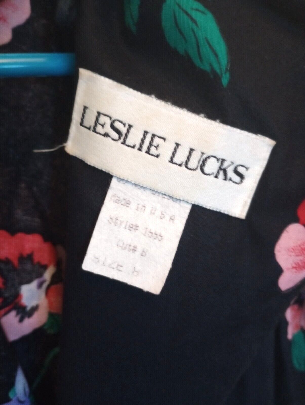 Vtg 80s Leslie Lucks Floral Maxi Dress Vneck Drop… - image 11