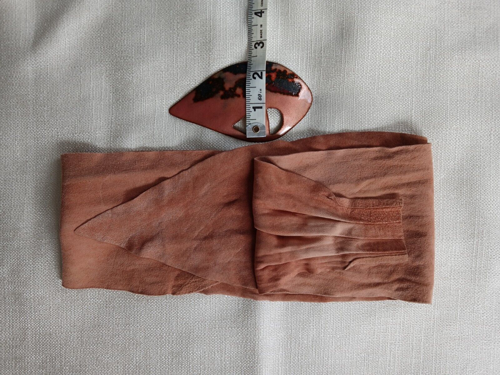 Vintage Designer Boho Belt Of Cinnamon Suede With… - image 6