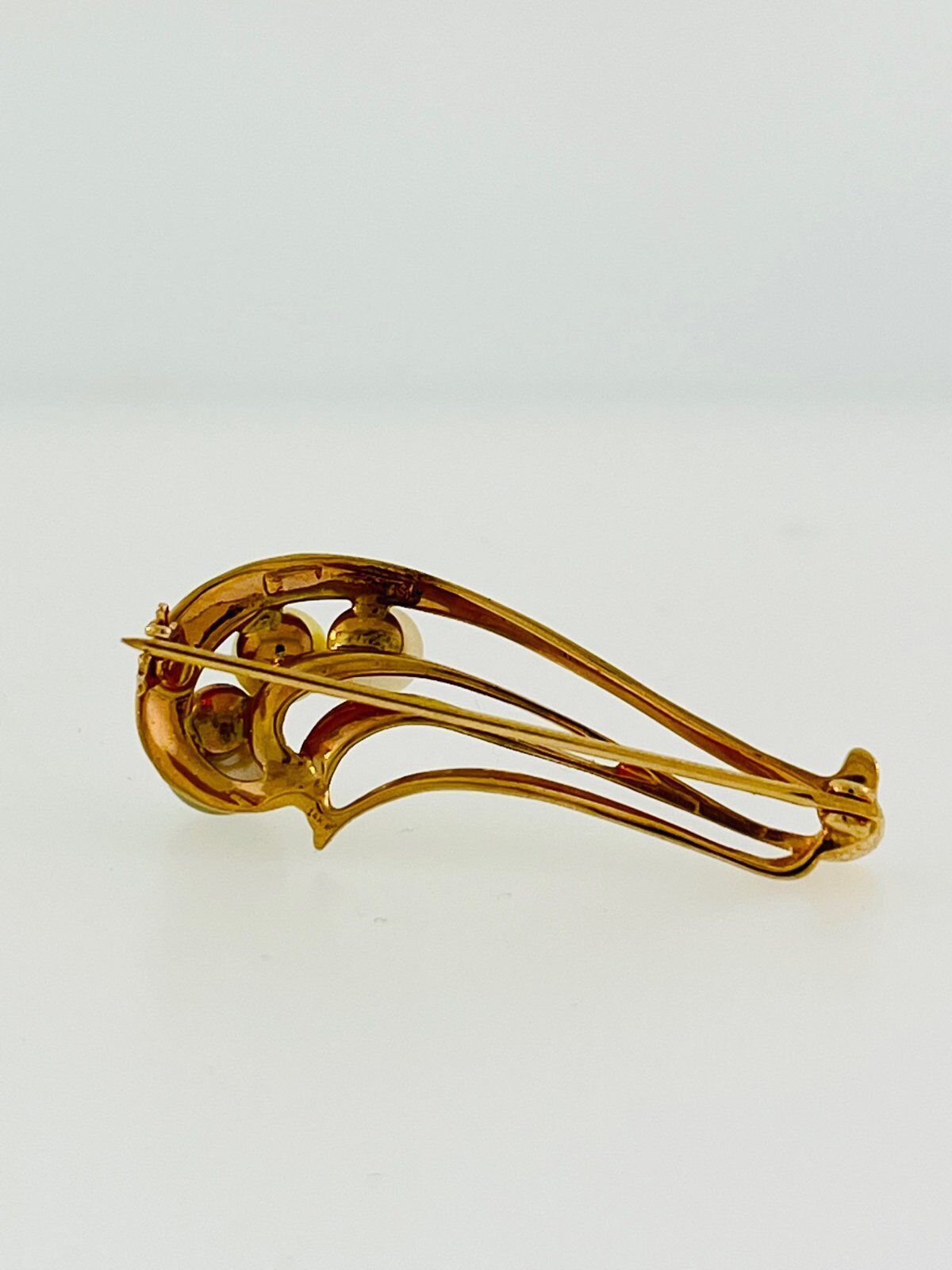 14K Yellow Gold Pin With Pearls - image 5