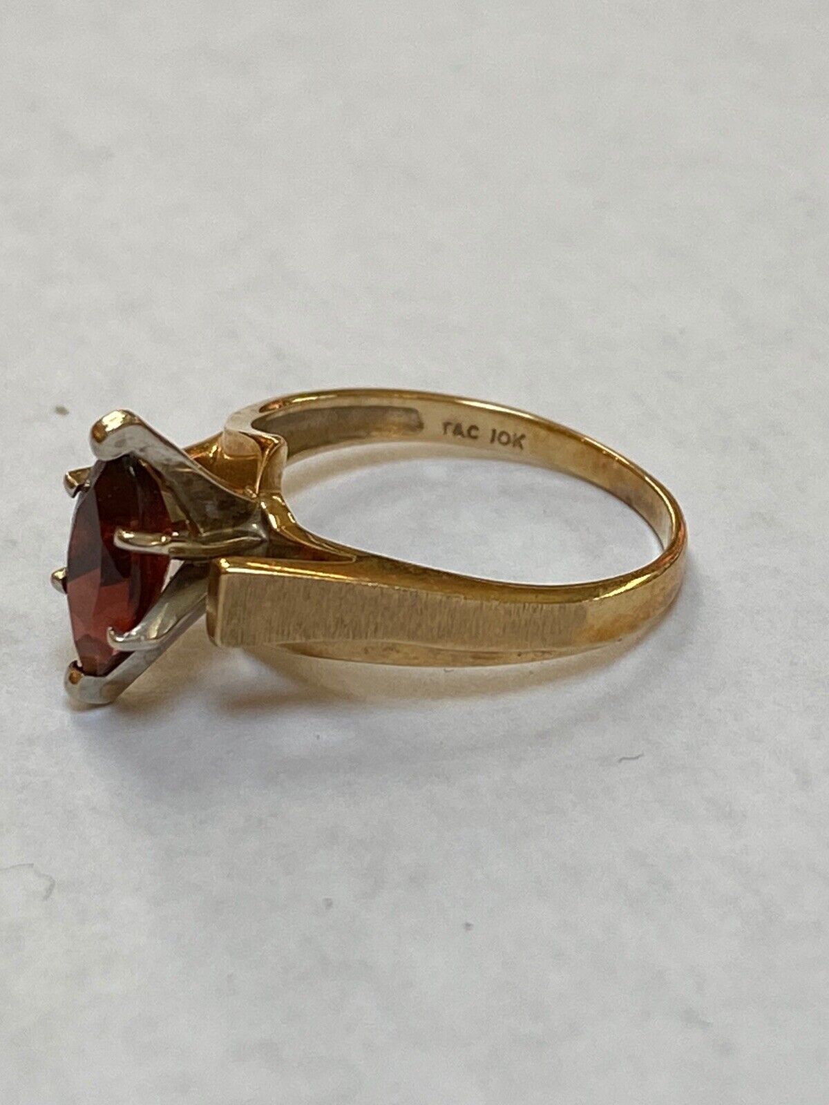 DESIGNER T&C 10K YELLOW GOLD  MARQUIS CUT GARNET … - image 2