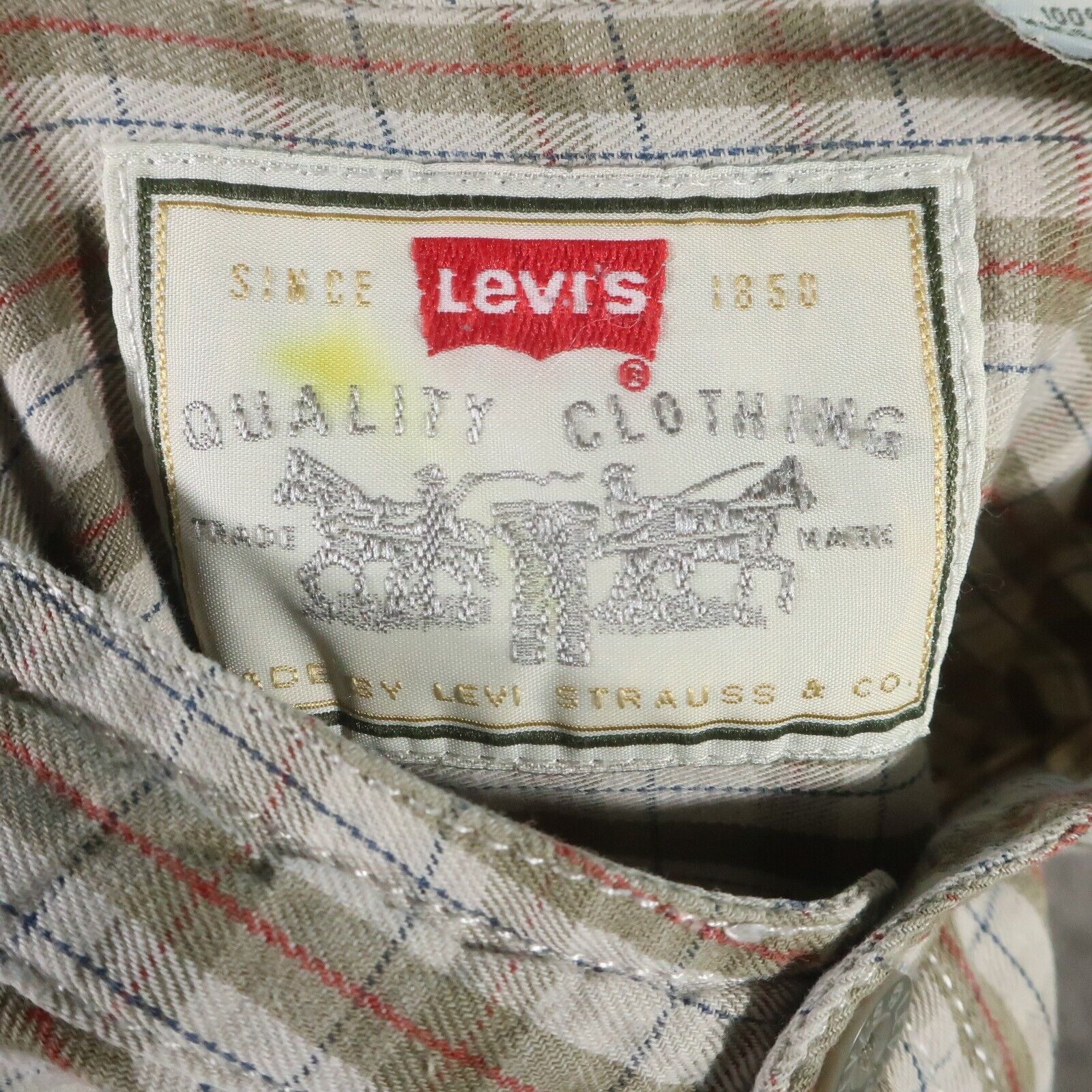 Vintage Levi’s Shirt Mens Large Band Collar Long … - image 4