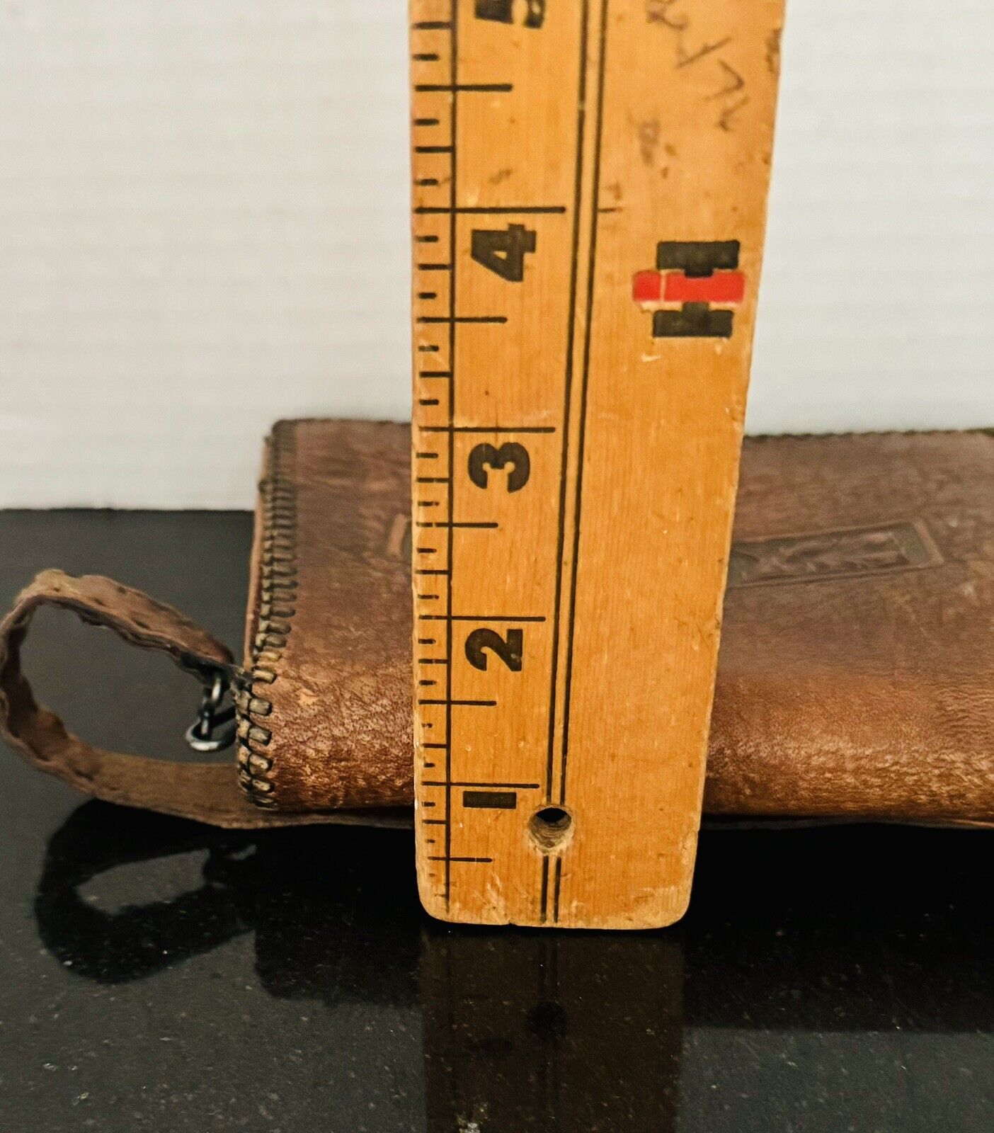 Antique 1920s Small Brown Leather Purse With Tool… - image 24