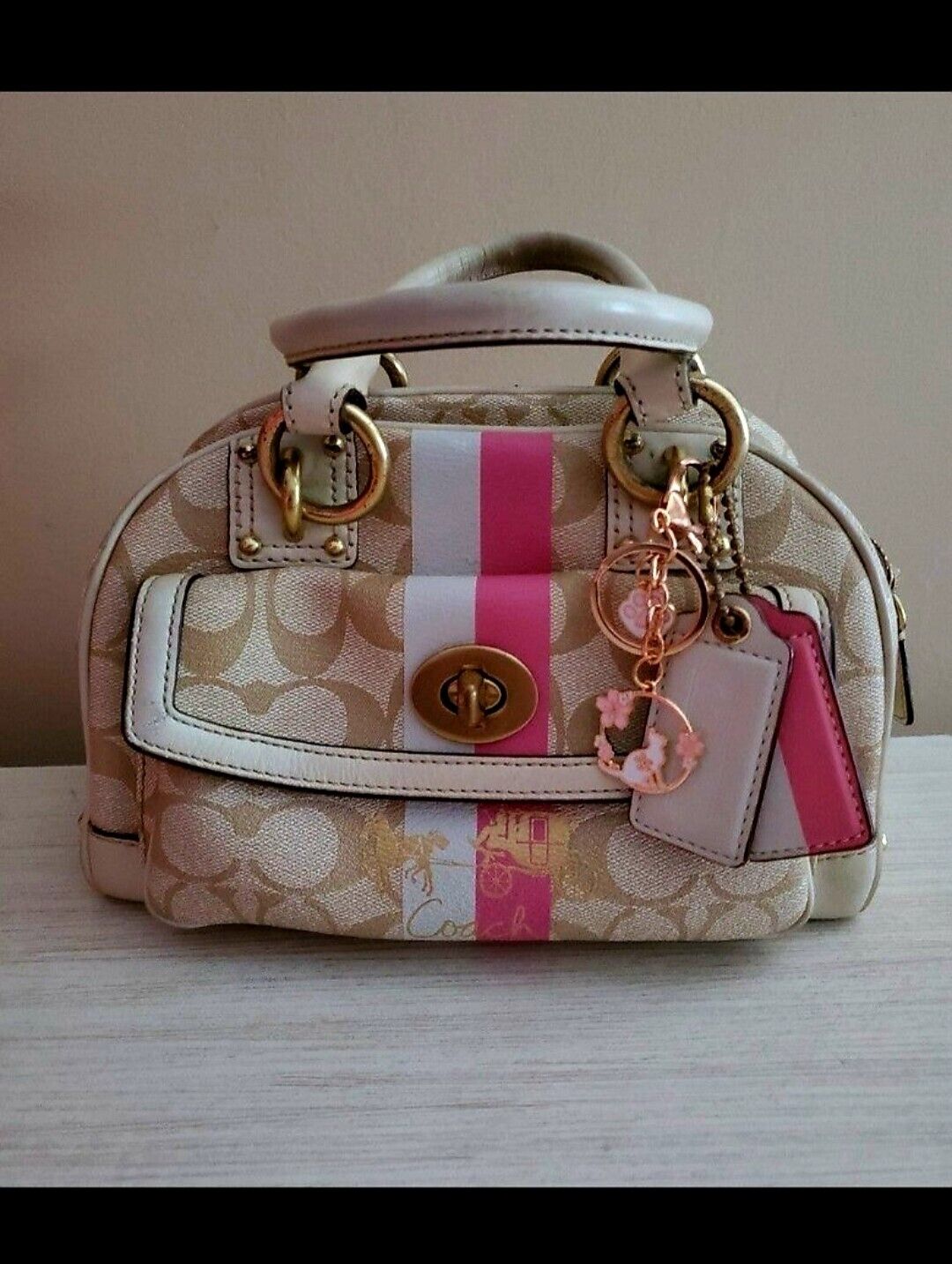 Pretty Pink and White Genuine Coach bag Barbie 90… - image 3