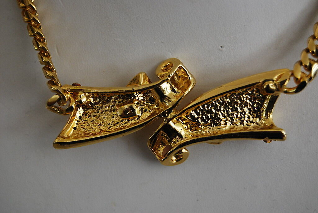 ELEGANT VTG COUTURE GOLDEN METAL BOW & RHINESTONE… - image 11