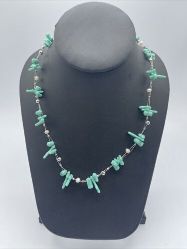 Beautiful Faux Turquoise BEADED Statement NECKLAC… - image 1