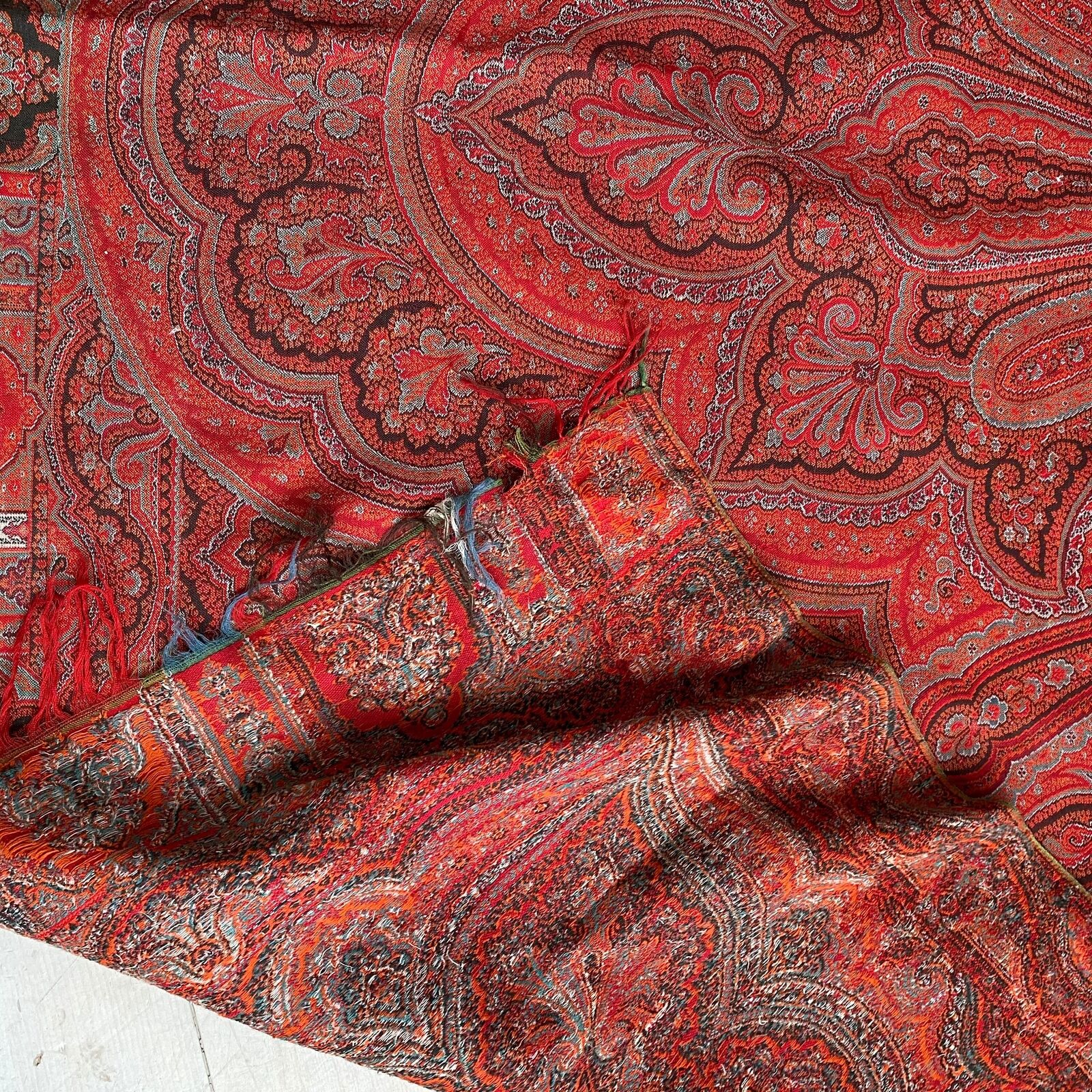 French Paisley shawl 19th century antique wool te… - image 8