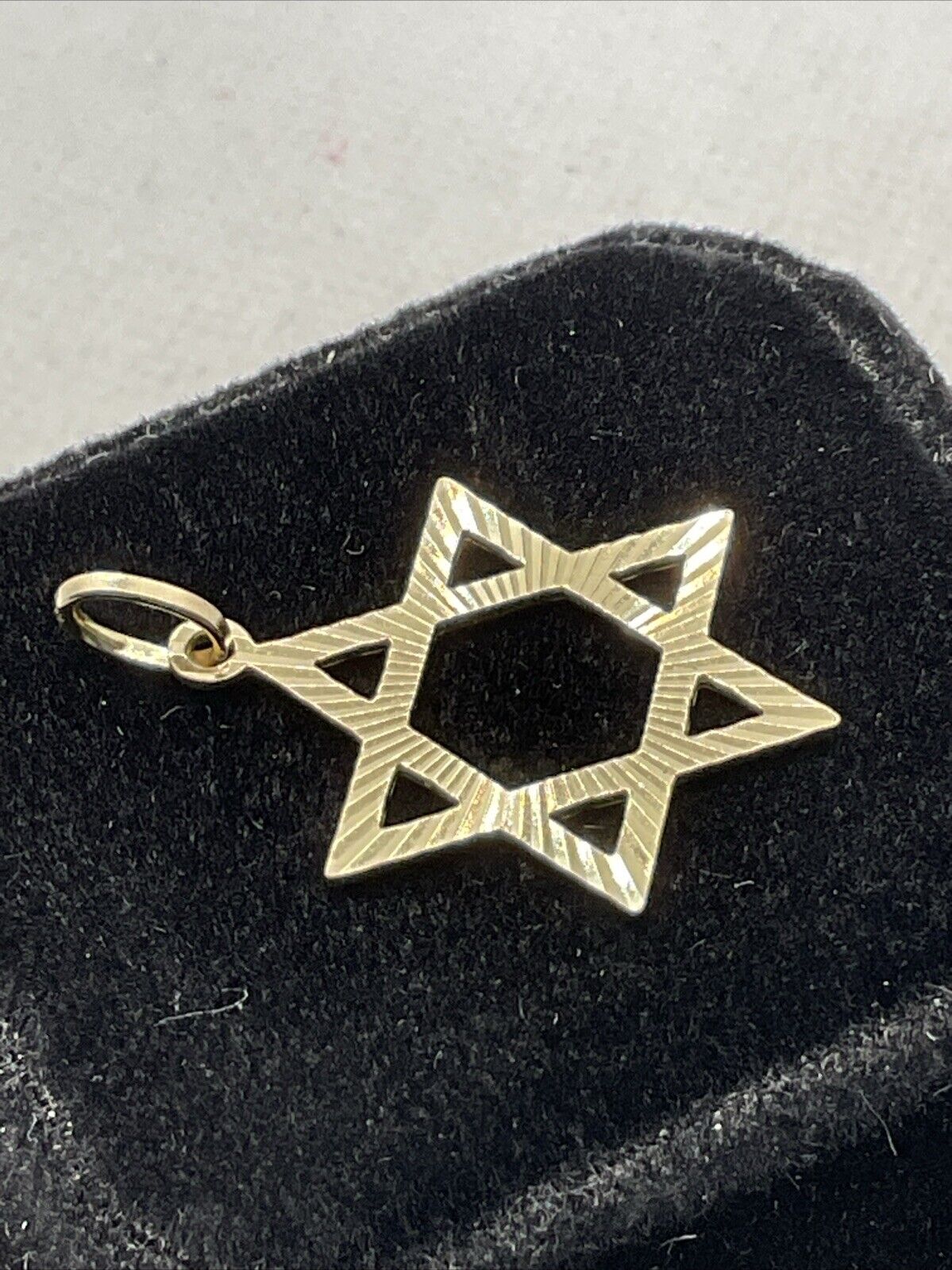 Solid 14K Yellow Gold Diamond Cut Jewish STAR of … - image 11