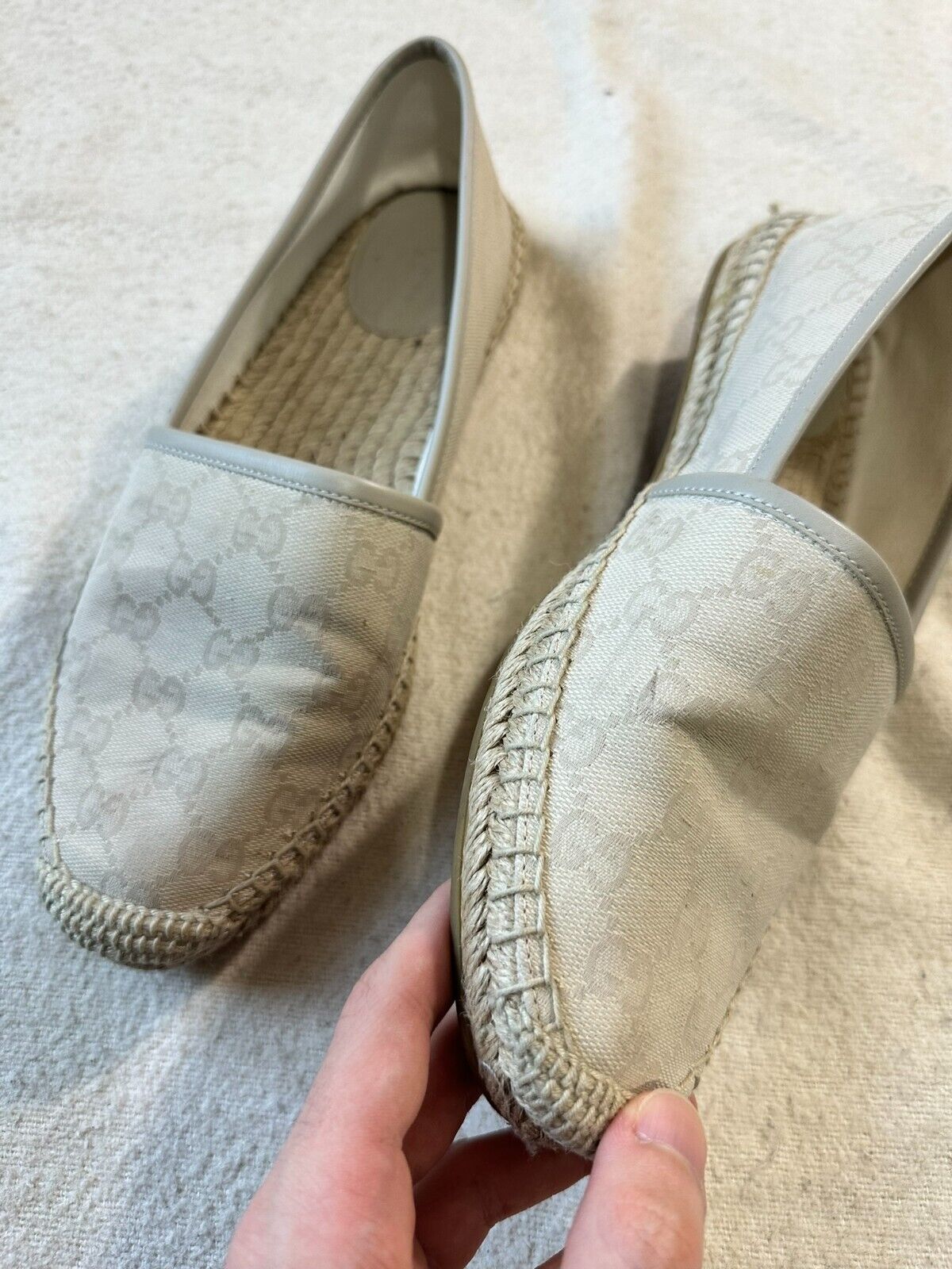 Authentic Gucci Espadrilles GG Monogram Canvas Iv… - image 3