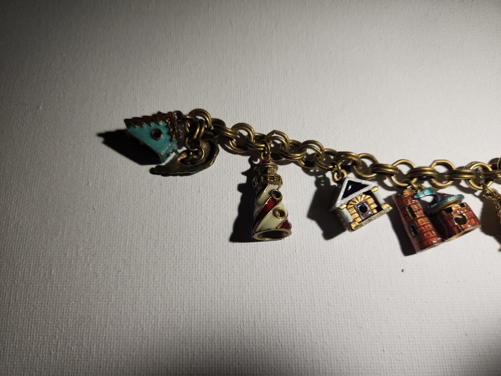 Vintage Multicolor Enamel Bird House Charm Bracel… - image 2