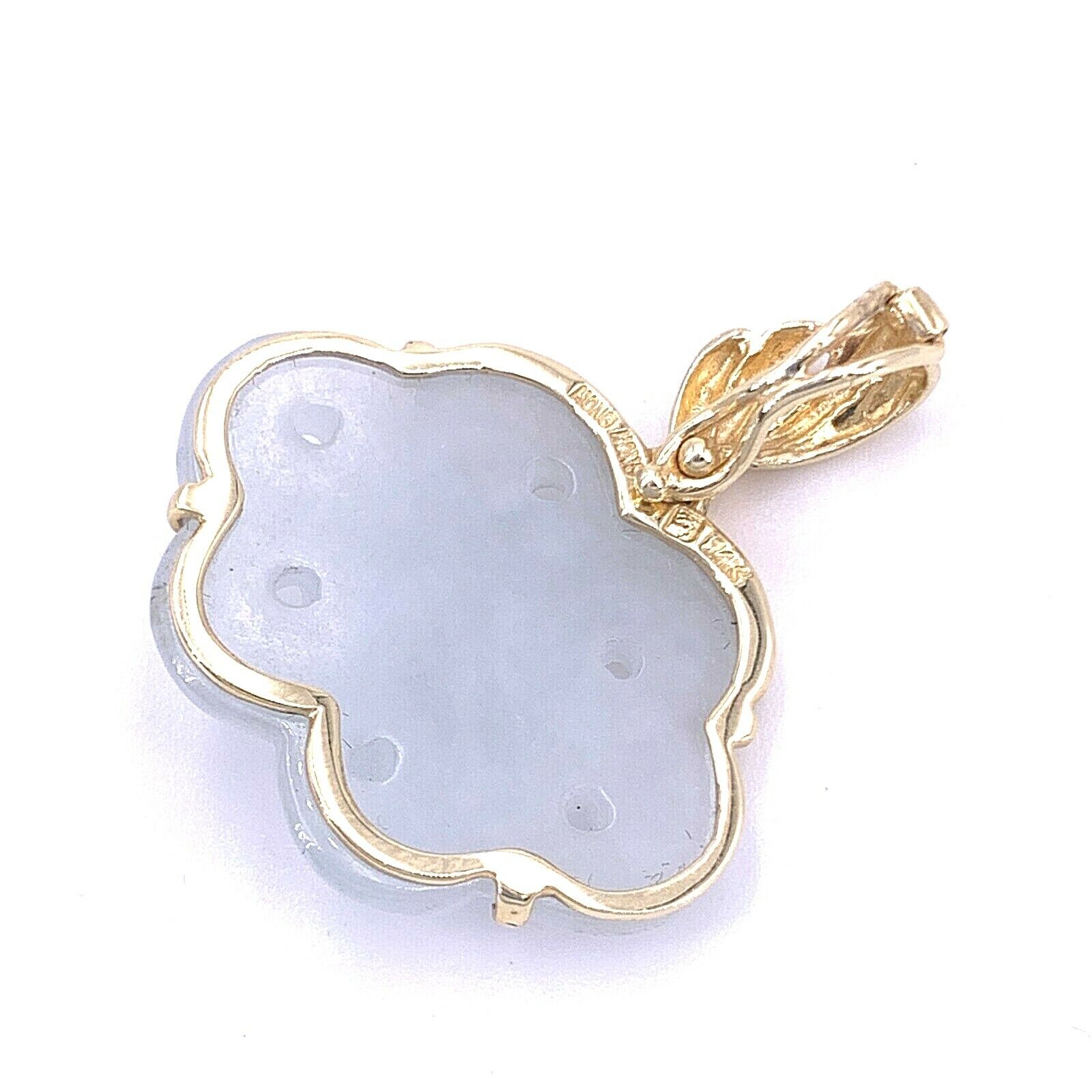 Carved Jadeite 14K Yellow Gold Pendant - image 4