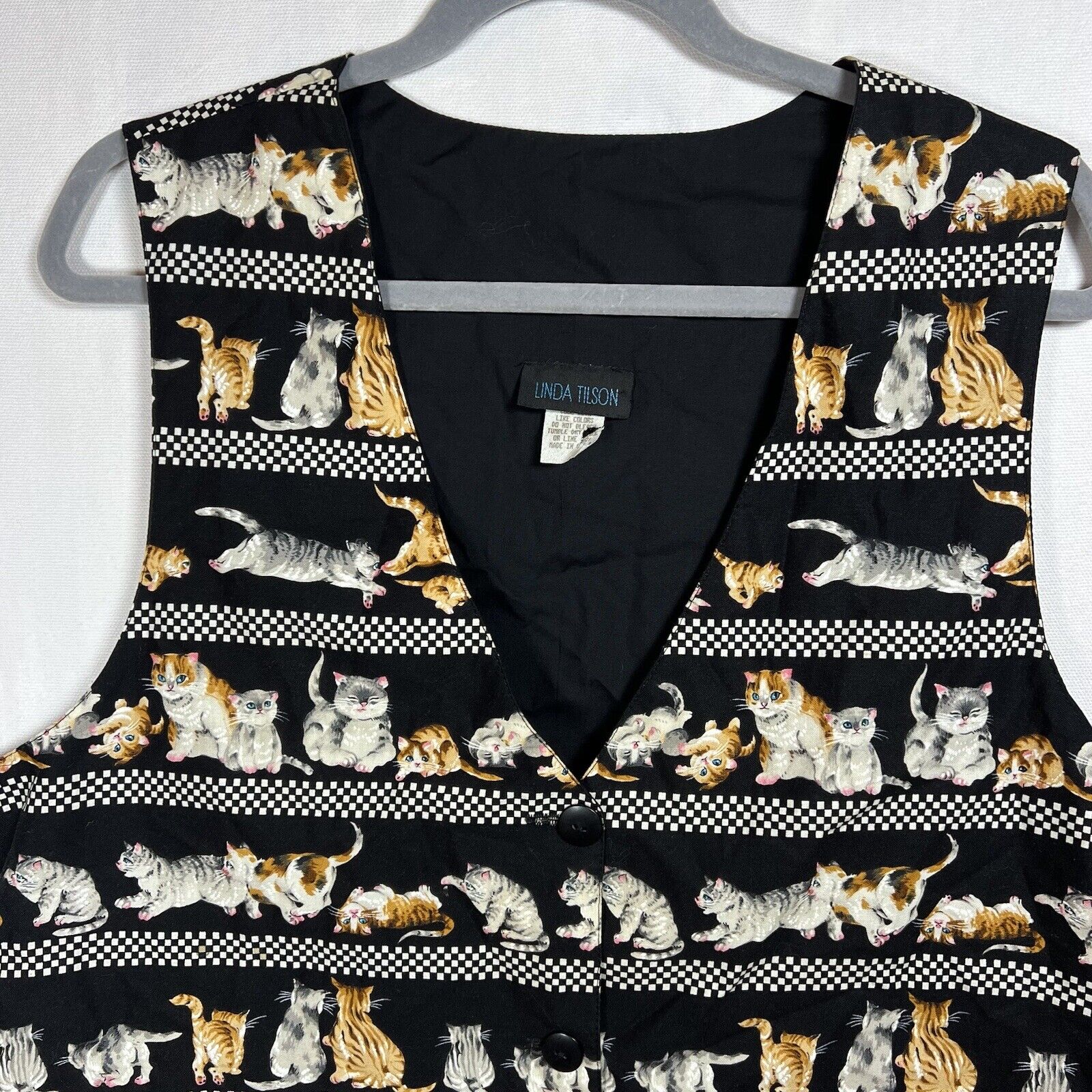 Vintage Linda Tilson Cat Vest Kittens Womens XL A… - image 3