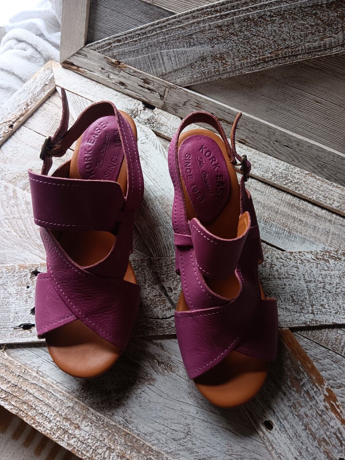 KORK -EASE Halley Purple Leather Chunky Sandals S… - image 3