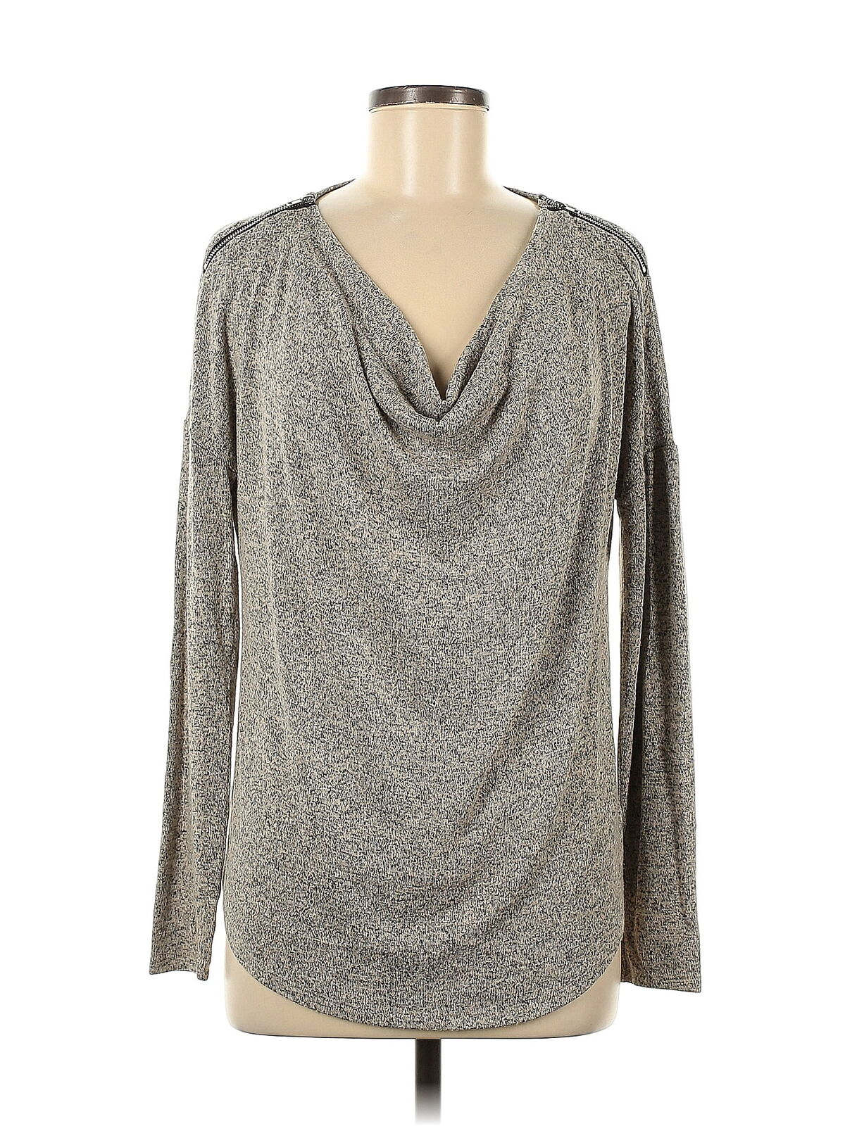 AJ Andrea Jovine Women Silver Long Sleeve Top M - image 1