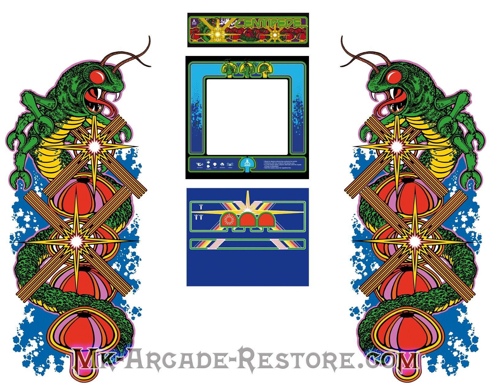 Centipede Side Art Arcade Cabinet Kit Artwork Graphics Decals Print | eBay