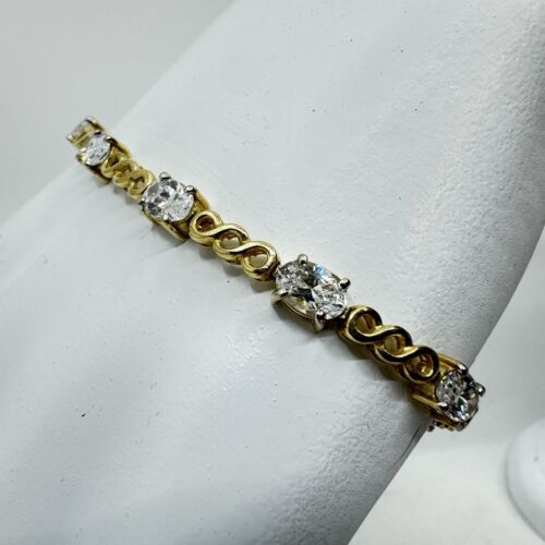 10k Yellow Gold Oval Cubic Zirconia Infinity Tenn… - image 1