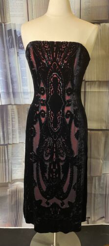 Rimini Black Velvet Cocktail Dress! Ornate Overlay