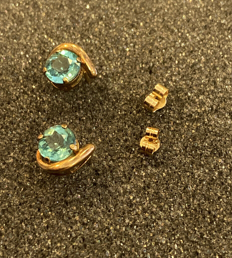 9ct yellow gold APATITE Round Stud Earrings plus … - image 5