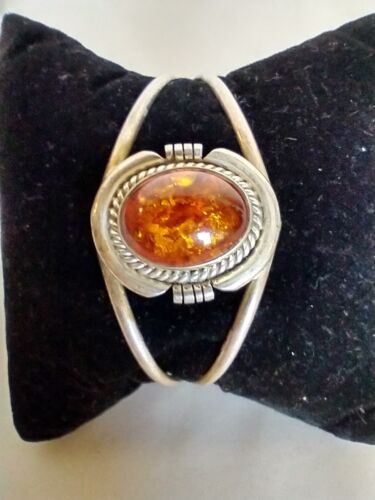 Vintage Amber Cuff Bracelet - image 1