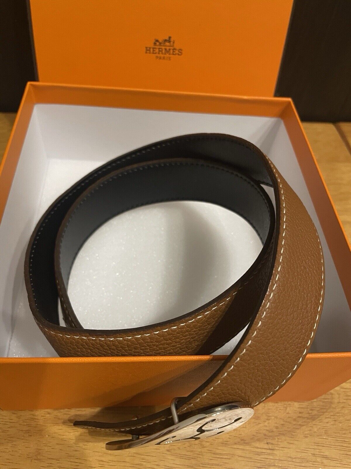 USED AUTHENTIC HERMES REVERSIBLE BELT SIZE 80 - image 3