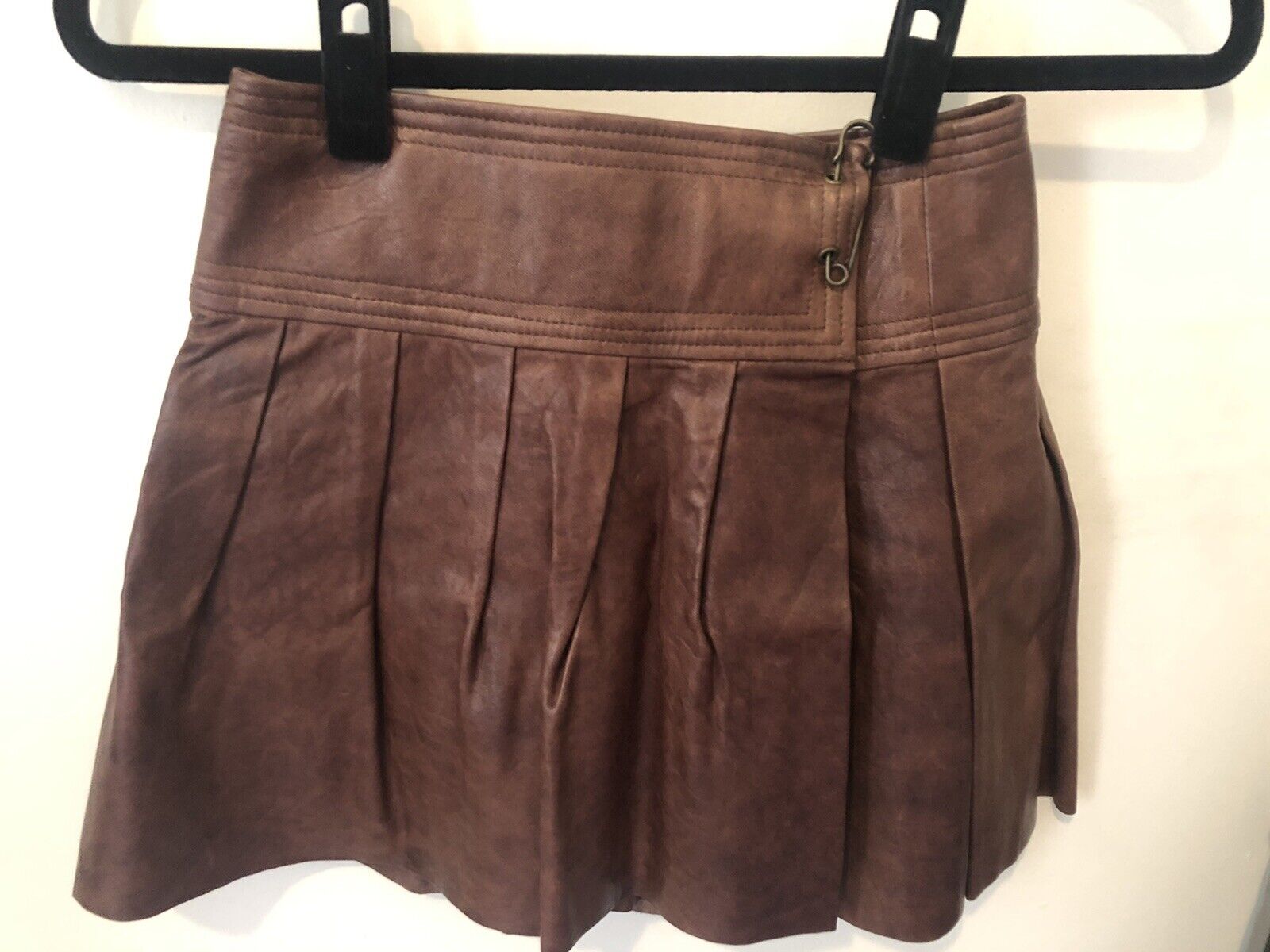 Diane Von Furstenberg Cognac Brown Leather Skirt … - image 1