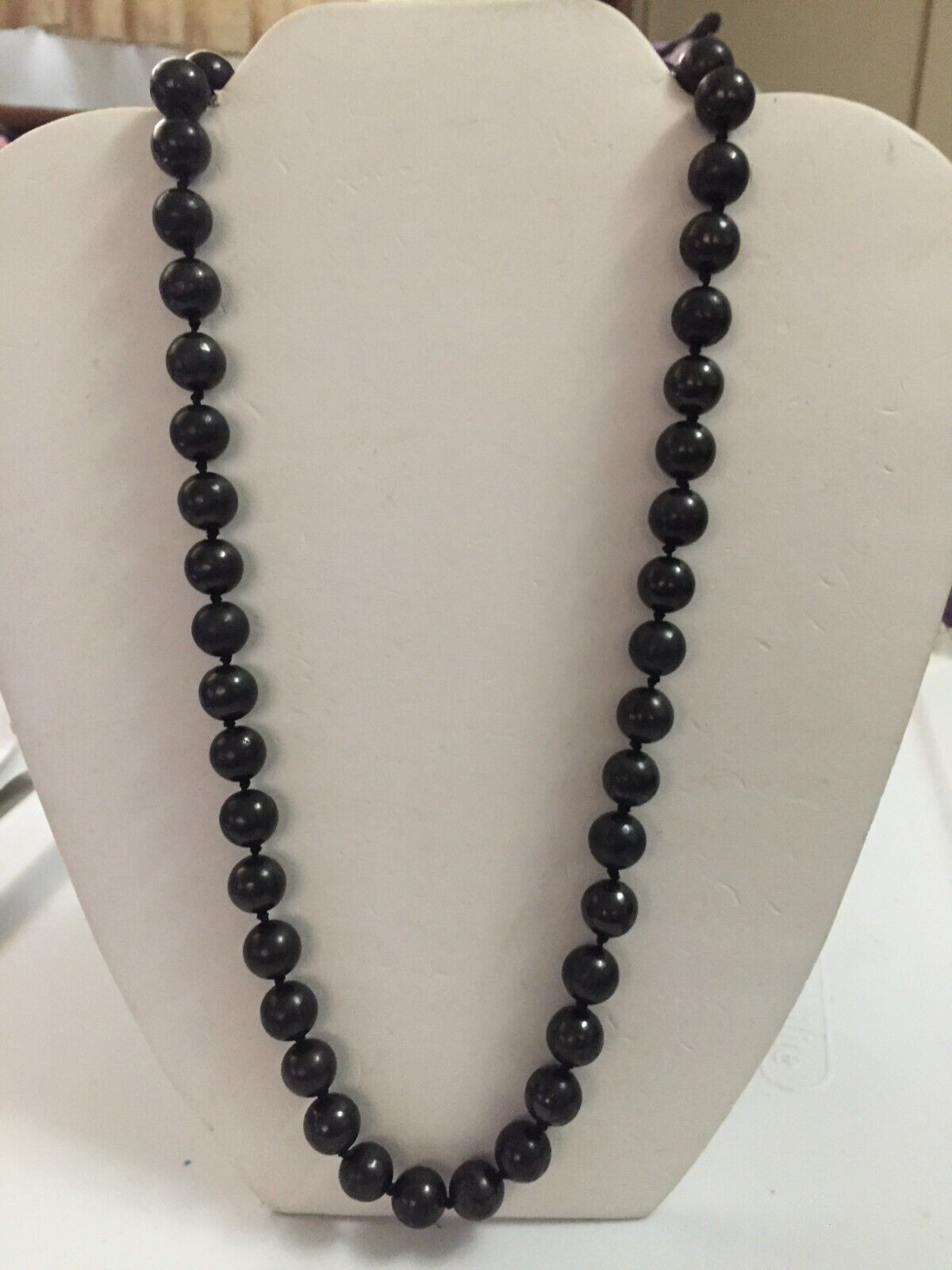 Genuine Shungite 10mm Bead Necklace Indiv Hand Kn… - image 1