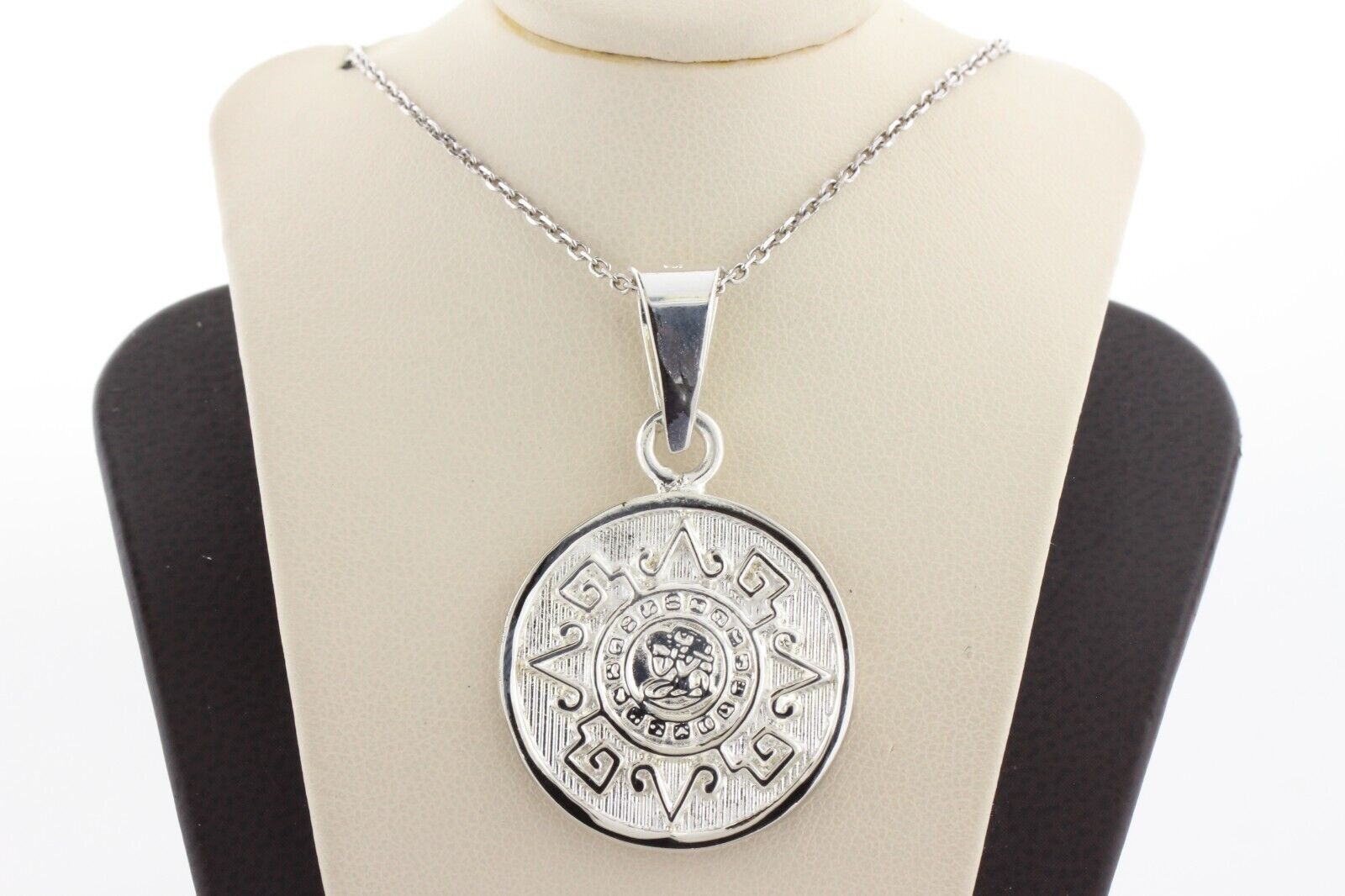 Sterling Silver 925 Aztec Maya Solar Calendar Sun… - image 2