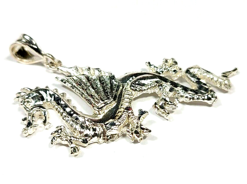 Sterling Silver Large Flying Dragon Pedant - image 2