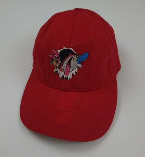 Vintage 90s Ren And Stimpy Embroidered Hat Fitted… - image 1