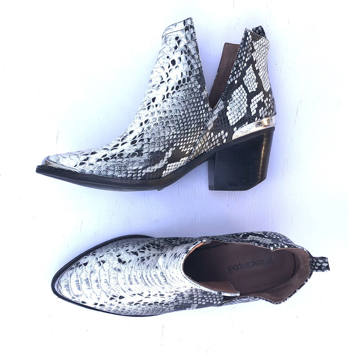 Jeffrey Campbell Cromwell Snake Print Boots Excel… - image 1