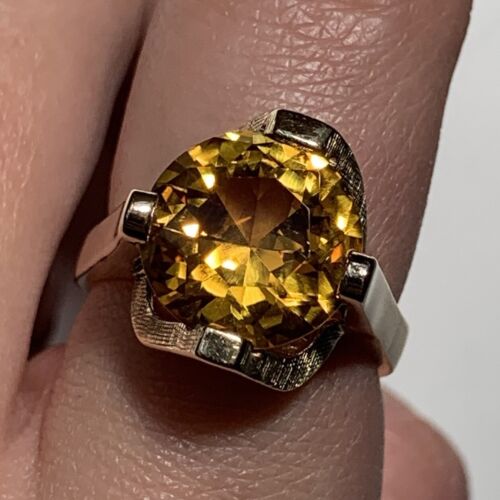 Retro Orange Zircon Chunky Statement Ring 9ct 9k … - image 1