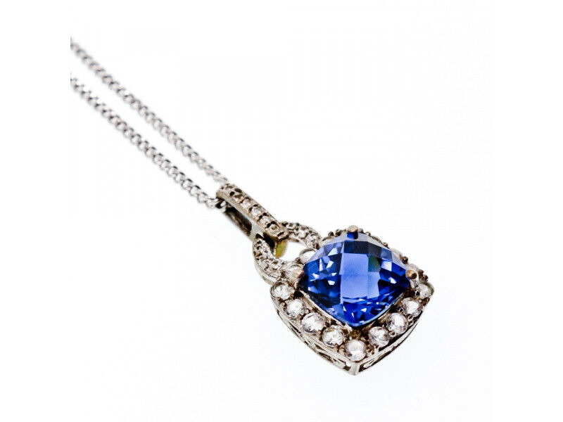 925 STERLING SILVER BLUE & WHITE SAPPHIRES CHAIN … - image 2