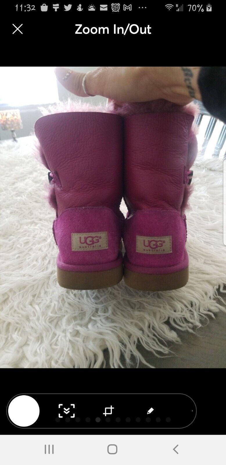 Womens UGG Pink metallic glitter Bailey Button Bo… - image 4