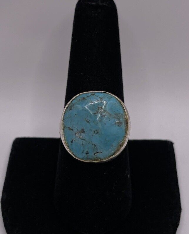 Vintage Pyrite Turquoise Round Sterling Silver 92… - image 2